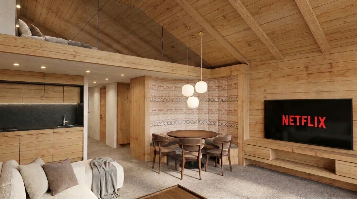 Suite Mont-Fort interior at Hotel Vanessa Verbier, Swiss Alps