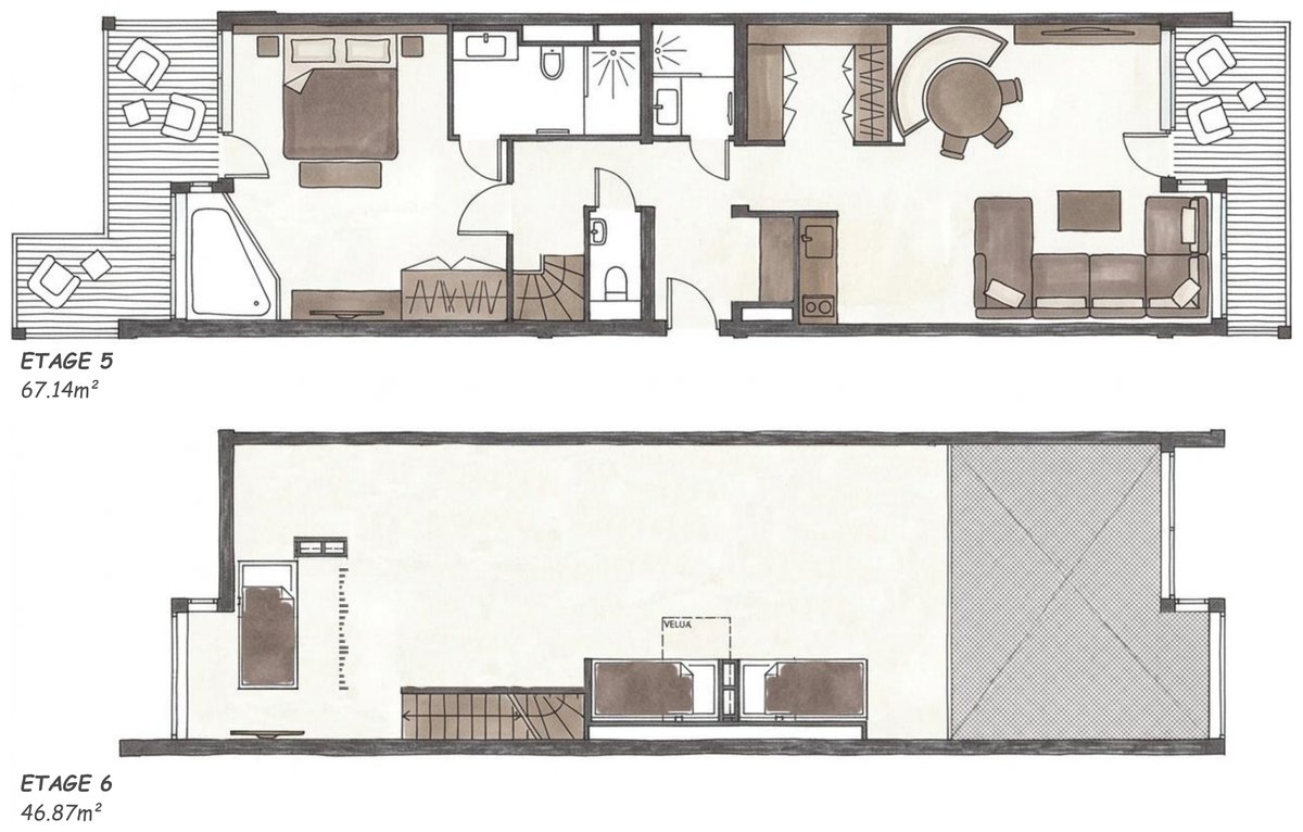Suite Mont-Fort floor plan - 115sqm duplex with mezzanine at Hotel Vanessa Verbier